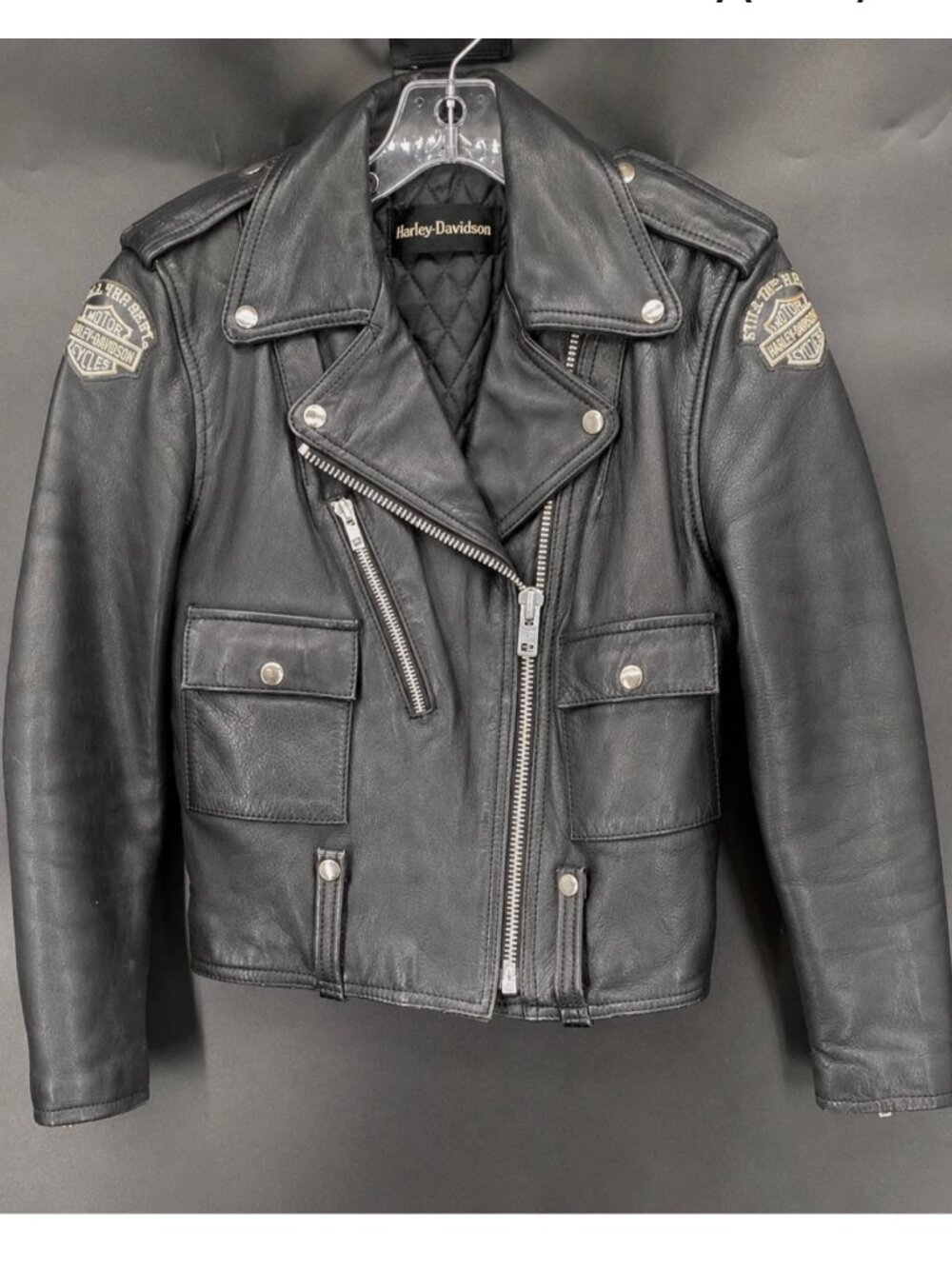 Vintage 70s Harley Davidson Women's Small 32 W Leather Biker Jacket Crop
